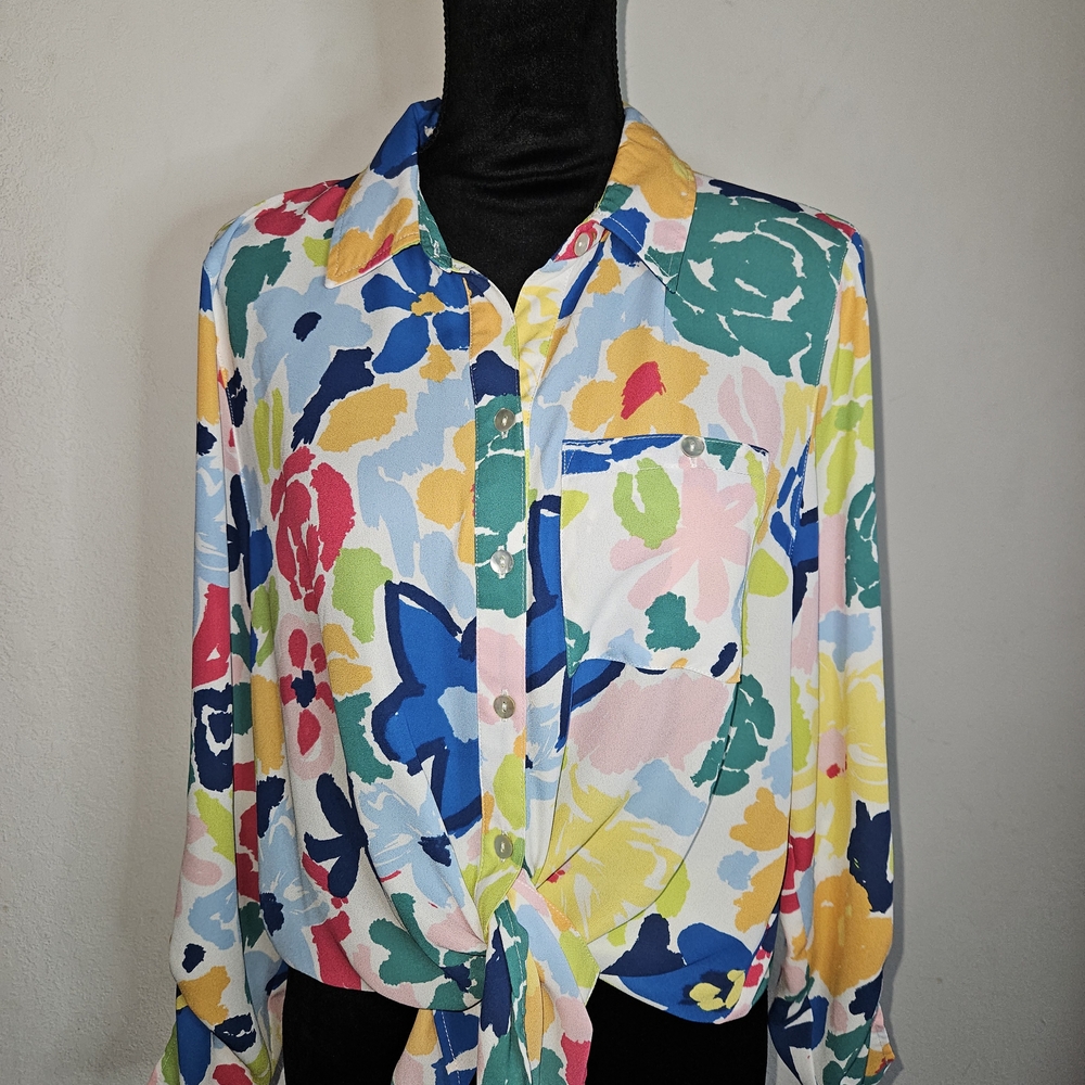 Multiples multicoloured floral button up blouse S… - image 1